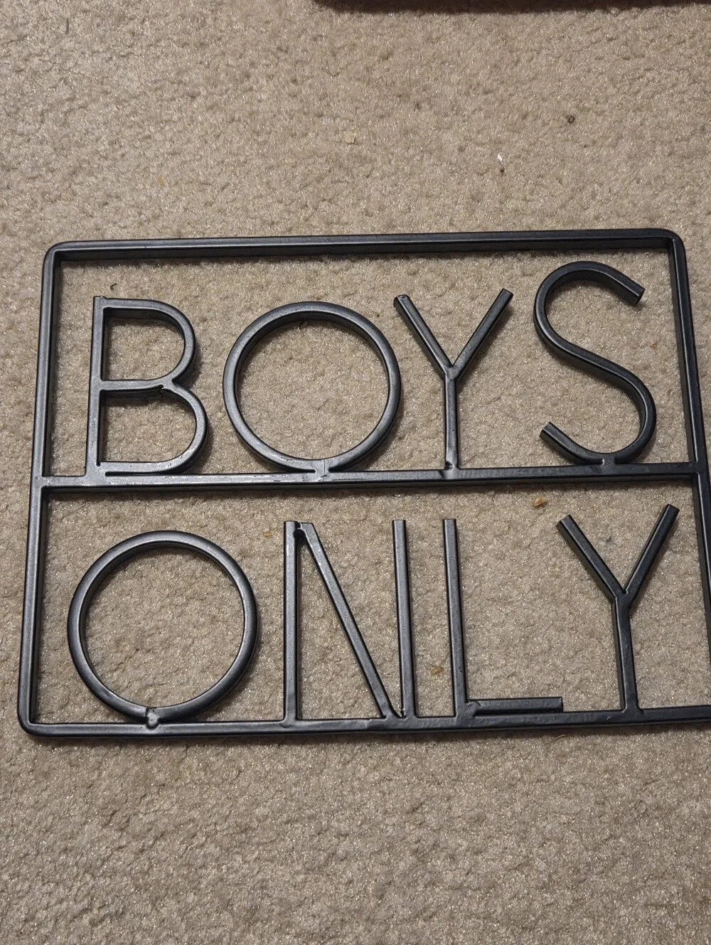 Metal 'Boys Only' Wall Sign - Black